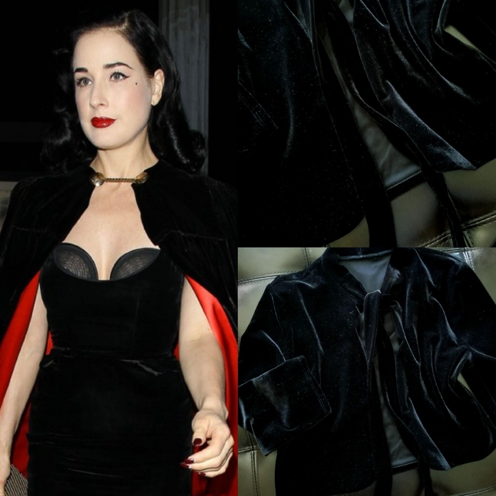 ❗Dita Von Teese Style Black Velvet Cropped Cape Small❗